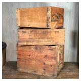(3pc) WOODEN CRATES | Including Crystaline Table Salt for 24 cartons, a California Fruit Exchange cr