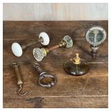 (6pc) MISC. TOOLS & HARDWARE | Including a Boyce Moto Meter, a perfume bottle, a hanging scale, two 