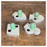 (4pc) VINTAGE COOKIE CUTTERS | The four card suits, with green handles, aluminum