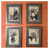 (4pc) WOOD BLOCK PRINTS | Japanese woodblocks; sight 13-1/2 x 9 in., each overall 19 x 14-1/4 in. (f