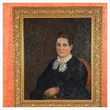 19th CENTURY PORTRAIT PAINTING | Oil on canvas portrait of a woman [some restoration, particularly l