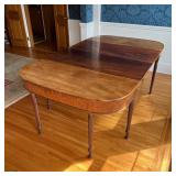 PAIR SIDE / BANQUET TABLES | Spiral turned legs, the two tables join to form a dining table; each h.