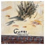 ALFREDO G. GUERRA (1914-1987) | Figures at a watering hole Oil on board painting  signed lower left