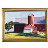 FARM SCENE OIL PAINTING | "Red Silo III" / "Lengthening Shadows I"  Vermont, 2002/2004  signed lower