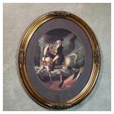 PORTRAIT of WASHINGTON | Print of an oil painting of George Washington in tondo in a fancy gilt oval