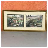 dogs in a snowy landscape and a pair showing the boy and dogs in a mountainous wooded landscape; eac