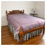ANTIQUE CARVED WOOD BED FRAME | Rope bed [no ropes] carved headboard with applied wood decoration; h