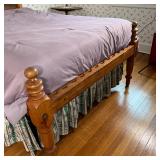 ANTIQUE CARVED WOOD BED FRAME | Rope bed [no ropes] carved headboard with applied wood decoration; h