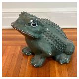 PAINTED FROG FIGURE | Green frog, painted composition; h. 13 x w. 12 x d. 18 in. [chips to paint, so