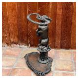 CAST IRON DOG UMBRELLA STAND | very unique and in great shape! h. 23-3/4 x w. 19 x d. 13 in.