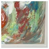 FLORAL STILL LIFE PAINTING | still life of flowers mixed media on paper signed "Janina" lower right;