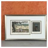 (2pc) ROTH BATES ETCHINGS | Christina Roth Bates, colored etchings of life in the South Carolina Low