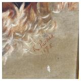 Oil on canvas painting of a dog, signed K. Pucker and dated 1895, in a wood frame; overall 18 x 14-3