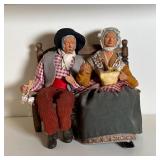 FRENCH TERRACOTTA FIGURE | Traditional French terra cotta Provence Santon doll of husband and wife f