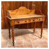 ANTIQUE WASH STAND | With 3/4 gallery top over two drawers over turned tapering legs; h. 39-3/4 x w.