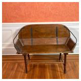 SMALL ANTIQUE SLED BENCH | With iron arm rests and hardware; h. 29-3/4 x w. 38 x d. 19 in.