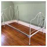 WHITE IRON BED FRAME | Turn of the century, marked F R Co. (possibly French); h. 47-1/4 x l. 79 x w.