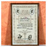 ANTIQUE NEEDLEPOINT SAMPLER | Overall 17-1/4 x11-1/4 in. (framed)