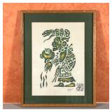 MAYAN BALAM ARTWORK | Showing Ixchel, Godess of Weaving Childbirth & Medicine, pencil signed lower r