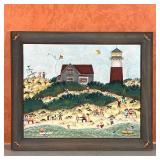 DONA DOUMA PAINTING | Dona Lynn Gamber (b. 1949) oil painting on board, "Picnic at Shipwreck Shoal" 