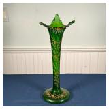 JACK in the PULPIT VASE | Green blown glass with painted orange decoration; h. 17-3/4 in. 