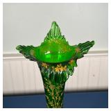 JACK in the PULPIT VASE | Green blown glass with painted orange decoration; h. 17-3/4 in. 