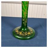 JACK in the PULPIT VASE | Green blown glass with painted orange decoration; h. 17-3/4 in. 