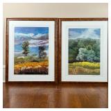 (2pc) DESMEDT PRINTS | Prints of landscape paintings, each nicely matted and framed in burlwood styl