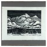 "Lake in the Mountains" pencil signed lower right, framed; sheet 12-1/2 x 16-1/2 in., overall 18-1/2