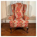 QUEEN ANNE STYLE WINGCHAIR  | Cabriole legs, pad feet; h. 47 x 36 x 38 in. [needs cleaning]