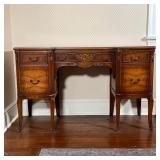 FRENCH STYLE DESK | Antique style kneehole desk by Saginaw Furniture Shops, Michigan, with burled ve