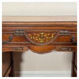FRENCH STYLE DESK | Antique style kneehole desk by Saginaw Furniture Shops, Michigan, with burled ve