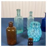 (8pc) ANTIQUE GLASS | Antique glass bottles and vessels; tallest h. 6 in.