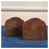 PAIR BRONZE BOOKENDS | "The End of the Trail" showing a figure on a horse; h. 4 x w. 4-1/4 in.