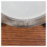 sterling silver frame engraved "F.B.W. - 1911" currently with an antique beveled mirror, has ball fe