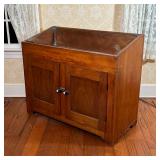 Solid cherry wood, with a drop-in copper liner, over two lower cabinet doors; h. 36 x 44 x 19-1/2 in