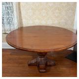 PEDESTAL DINING TABLE | By woodland furniture; h. 30 x dia. 60 in.
