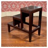 LIBRARY STEPS | Each step with inset brown leather, top step with a hidden drawer; 27 x 29 x 15-1/2 