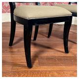 PAIR ETHAN ALLEN CHAIRS | Black with beige seats, bullseye carved splats, good condition; h. 38 x 23