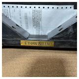 PAIR ETHAN ALLEN CHAIRS | Black with beige seats, bullseye carved splats, good condition; h. 38 x 23