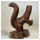 BLACK FOREST SQUIRREL | Black forest carved wooden squirrel, signed Ramon Det. Suby (?), very heavy;