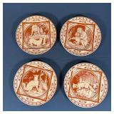 (12pc) MINTON PLATES | Pottery plates with rust underglaze with Aesop