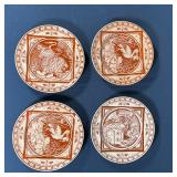 (12pc) MINTON PLATES | Pottery plates with rust underglaze with Aesop