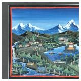 NEPALESE PAINTING | Original painting on paper of a Nepal landscape signed Arjun and dated 1983; ove