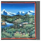 NEPALESE PAINTING | Original painting on paper of a Nepal landscape signed Arjun and dated 1983; ove