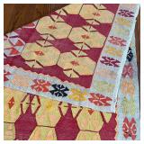 KILIM RUG | Red, tan, orange, yellow rug; 8 ft 7 in x 5 ft