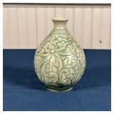 (2pc) CHINESE CELADON POTTERY | Including a low bowl (dia. 10-1/2 in.) and a sculpted vase of small 