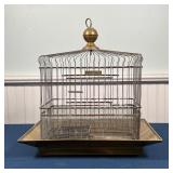 BRASS BIRDCAGE | Vintage brass birdcage, marked "Hendryx"; h. 14-3/4 x w. 14 x d. 11-1/4 in.