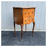 PAINT DECORATED BEDSIDE STAND | With two drawers with ring pulls - cute!; h. 27-1/2 x 16 x 12 in.