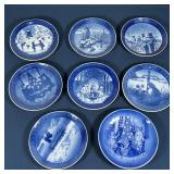 Royal Copenhagen Denmark, various Christmas scenes, annual commemorative plates; dia. 7-1/4 in.